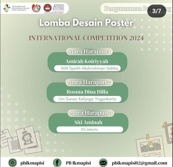 Amirah Khoiriyah, Mahasiswi Prodi PIAUD IAIN SAS Babel Raih Juara Internasional dalam Poster Desain Competition