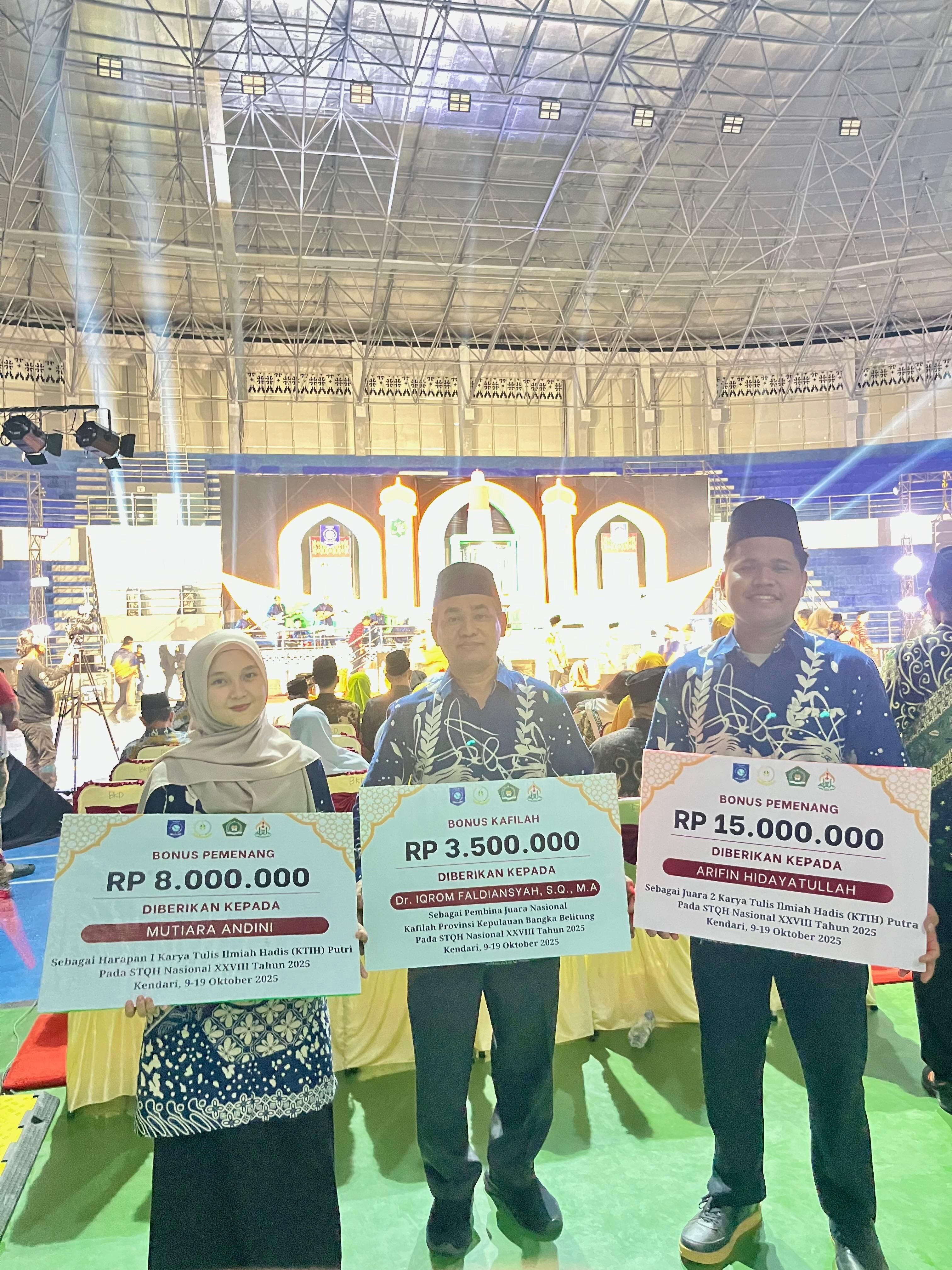 Dosen dan Mahasiswa IAIN SAS Babel dapat Bonus Juara STQ Nasional dari Gubernur Bangka Belitung