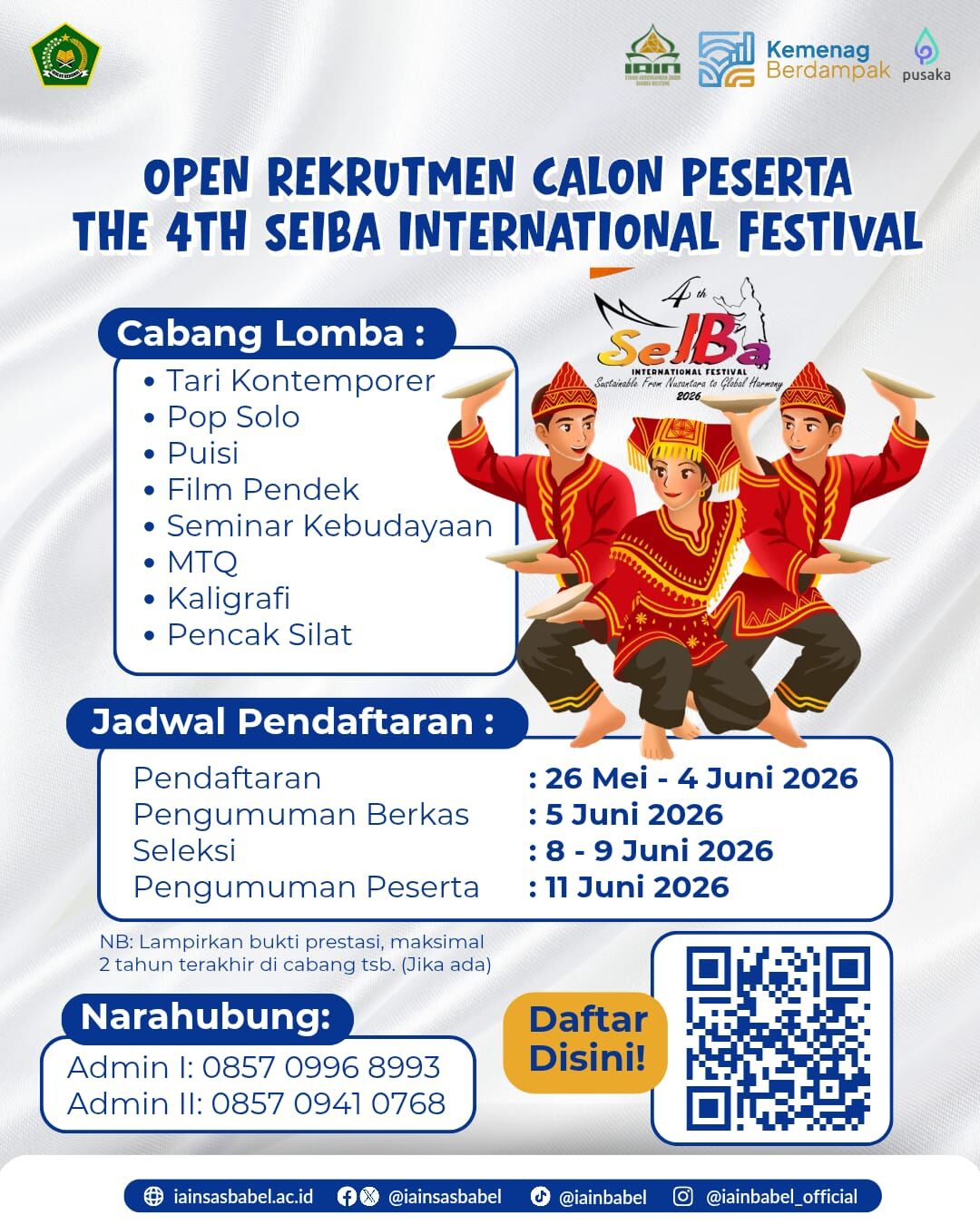 IAIN SAS Babel Buka Rekrutmen Calon Peserta Festival Internasional SelBa ke - 4 , Ini Syarat dan Jadwal