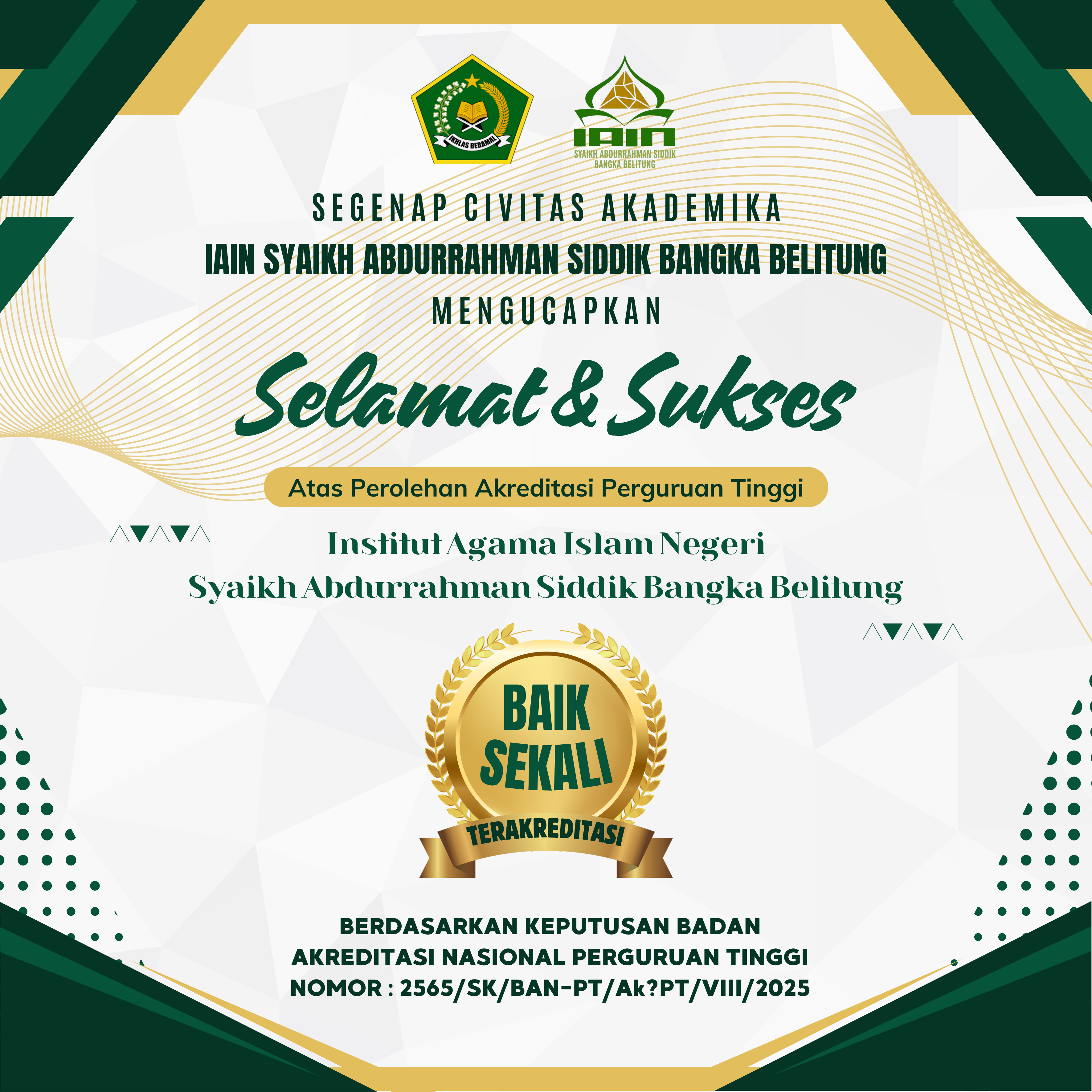 IAIN SAS Bangka Belitung Raih Akreditasi Baik Sekali dari BAN-PT