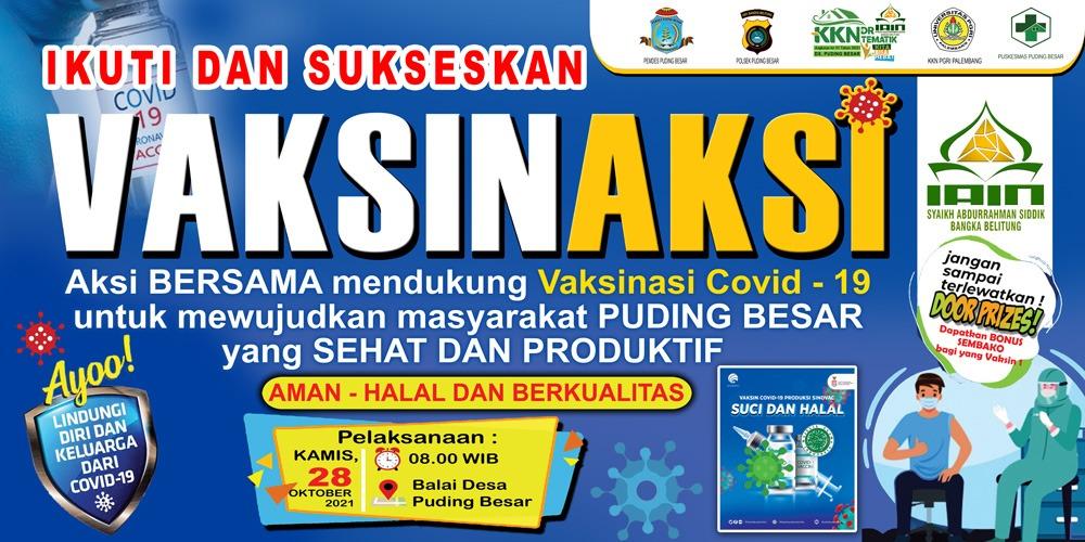 Bantu Sukseskan Vaksinasi, Tim KKN  Kelompok 41 Di Desa Puding Besar Jadi Relawan