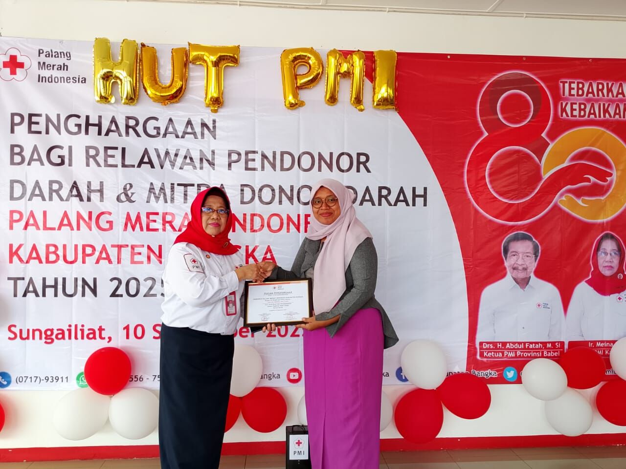 KSR PMI IAIN SAS Babel Diberikan Penghargaan Relawan Donor Darah Sukarela dan Mitra Donor Darah PMI