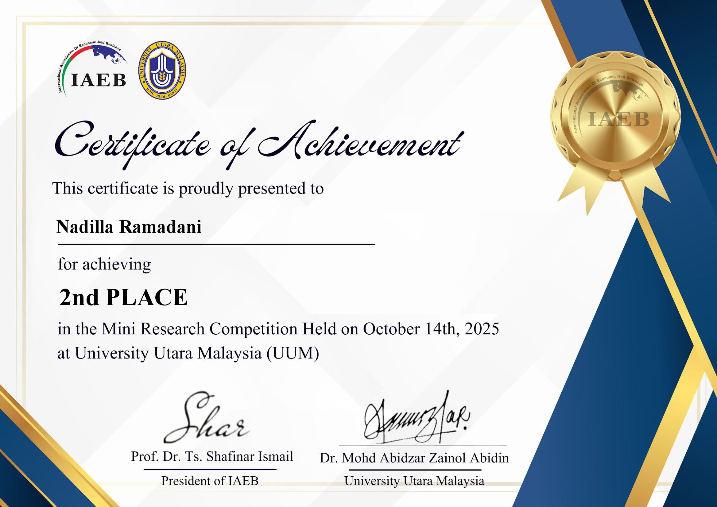 Mahasiswa FSEI  IAIN SAS Babel Juara 2  di UUM Malaysia
