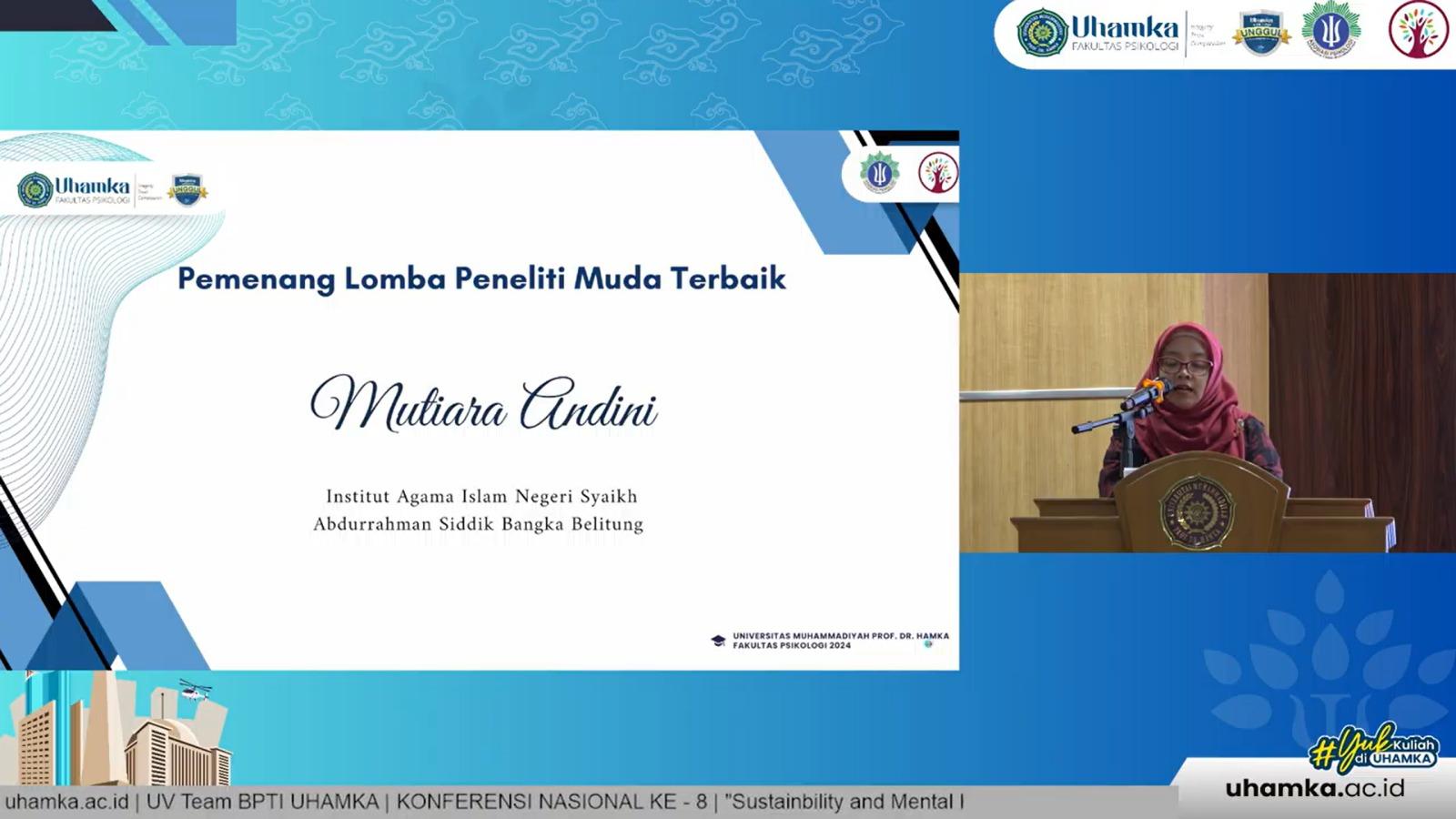 Mahasiswa Psikologi Islam IAIN SAS Babel Dinobatkan sebagai Peneliti Muda Terbaik