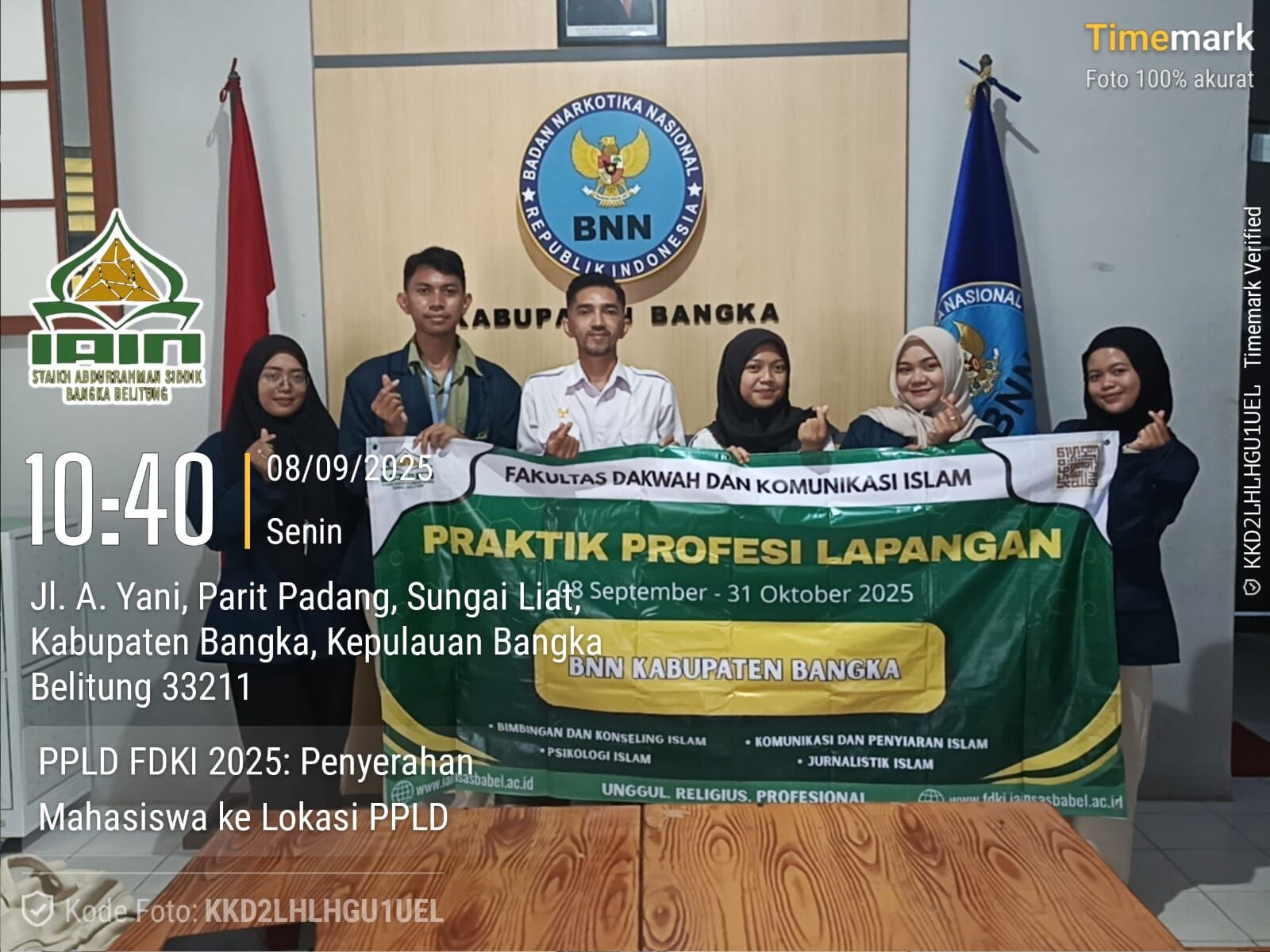 Penyerahan PPL Mahasiswa FDKI IAIN SAS Babel di BNN Bangka