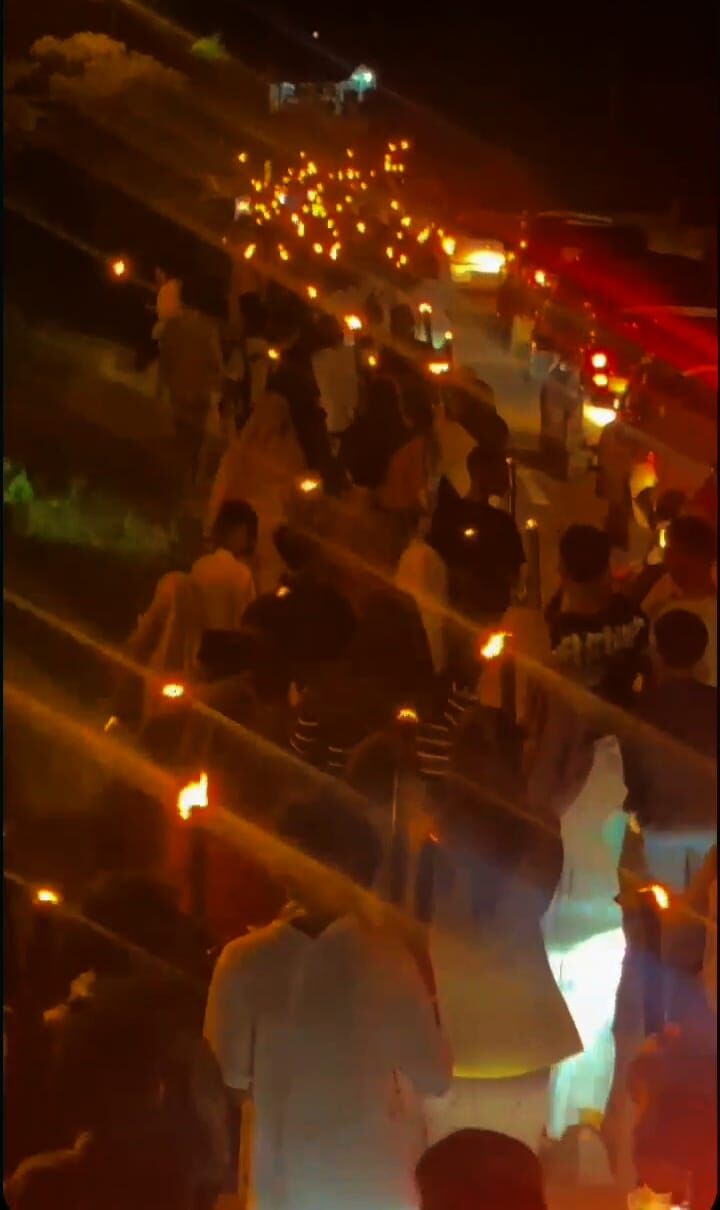 Peringati Tahun Baru Islam, Mahasiswa KKN IAIN SAS Babel Gelar Pawai Obor di Desa Simpang Pesak