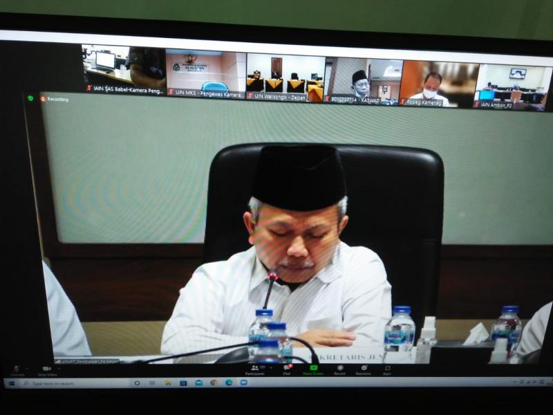 Sambutan Sekjen Kemenag Prof. Dr. Nizar Ali secara daring