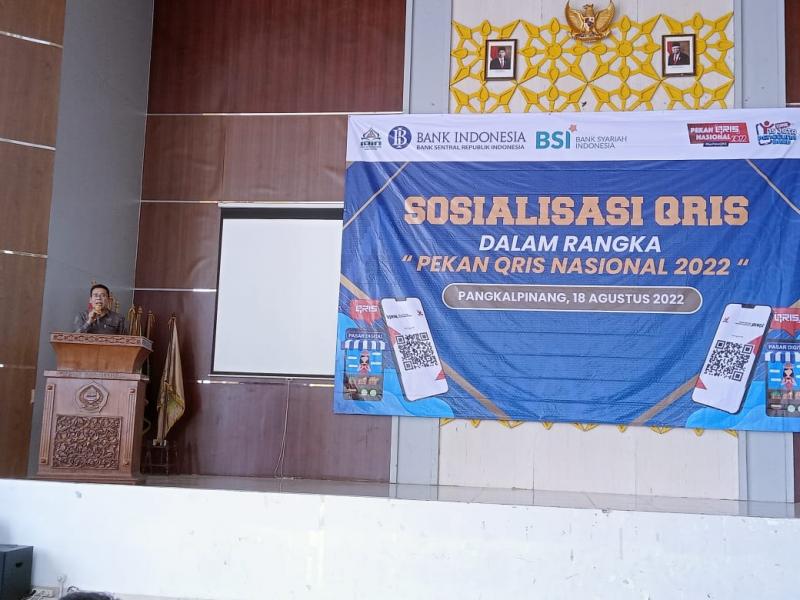 Rektor IAIN SAS Bangka Belitung Dr. Irawan, M.S.I dalam Sambutan Membuka Sosialisasi QRIS