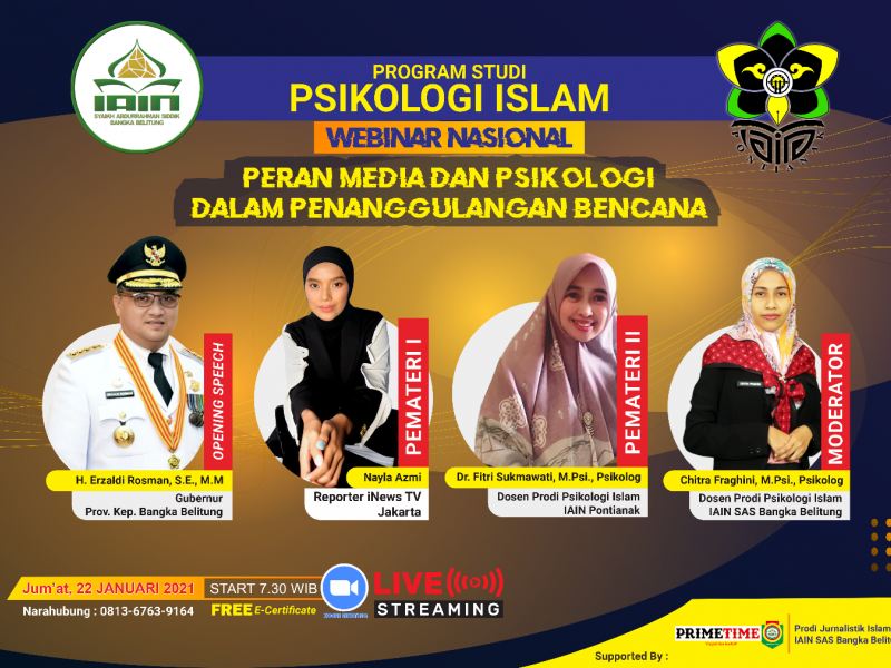 Poster Webinar Nasional oleh Prodi Psikologi Islam Fakultas Dakwah dan Komunikasi Islam