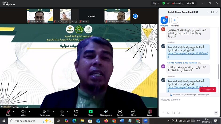 Prodi PBA IAIN SAS Babel Selenggarakan Kuliah Dosen Tamu Internasional: Gali Dialektika Pembelajaran Bahasa Arab antara Tradisi dan Inovasi di Era AI