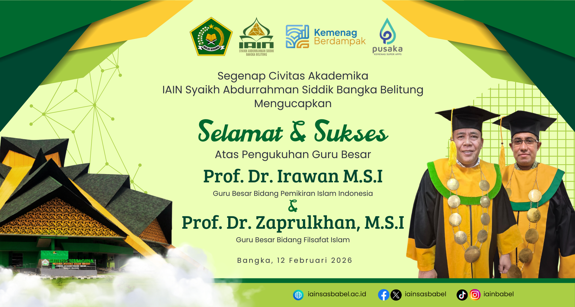 Segenap Civitas Akademika Mengucapkan Selamat Atas Pengukuhan Guru Besar