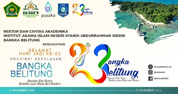 Selamat Hari Jadi Ke - 23  Provinsi Bangka Belitung