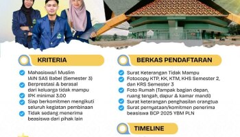 Beasiswa Cahaya Pintar YBM PLN 2025 IAIN SAS Bangka Belitung