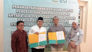 IAIN SAS dan BSI Pangkal Pinang Tandatangani Kerja Sama Pengelolaan Dana Beasiswa KIP, Dirangkai Silaturahmi dan Buka Puasa Bersama