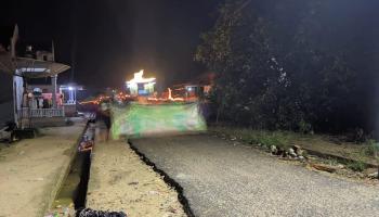 Gandeng Mahasiswa IAIN SAS Babel, Pemuda Desa Tanjung Labu gelar Pawai Obor Sambut Maulid Nabi