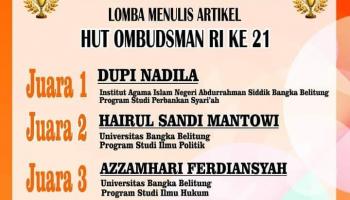 Mahasiswi Fakultas Syariah dan Ekonomi Islam Raih Juara 1 Lomba Menulis Artikel Tingkat Provinsi