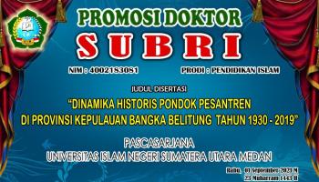 Subri Hasan, S.Pd.I., M.S.I Menambah Deretan Dosen IAIN SAS Babel Bergelar Doktor