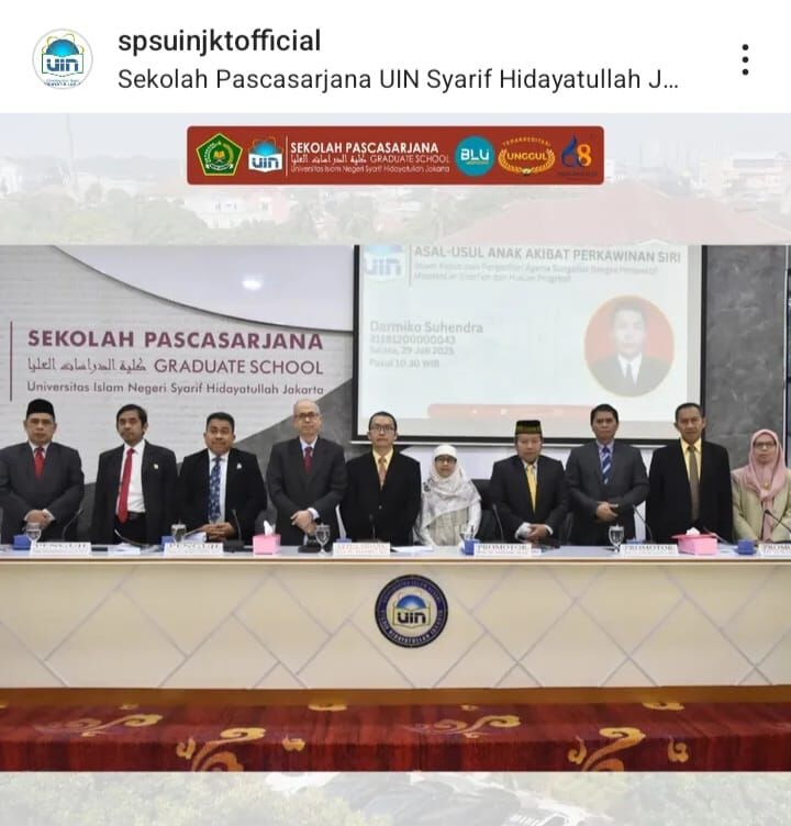 Teliti Asal Usul Anak akibat perkawinan siri, Darmiko Suhendra Raih Doktor di SPs UIN Jakarta