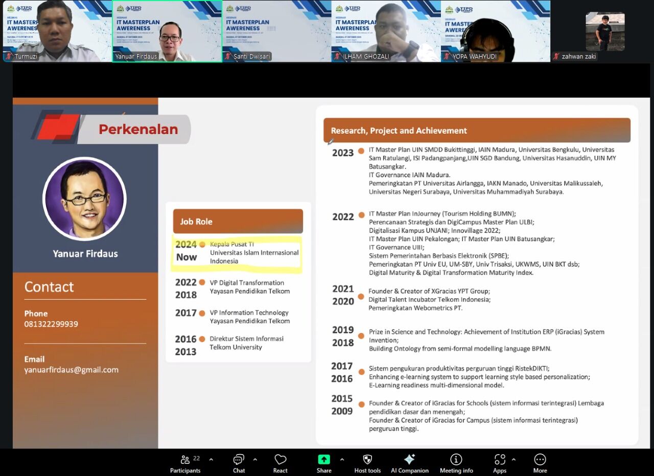 ‎TIPD IAIN SAS Bangka Belitung Gelar Webinar IT Master Plan Awarness