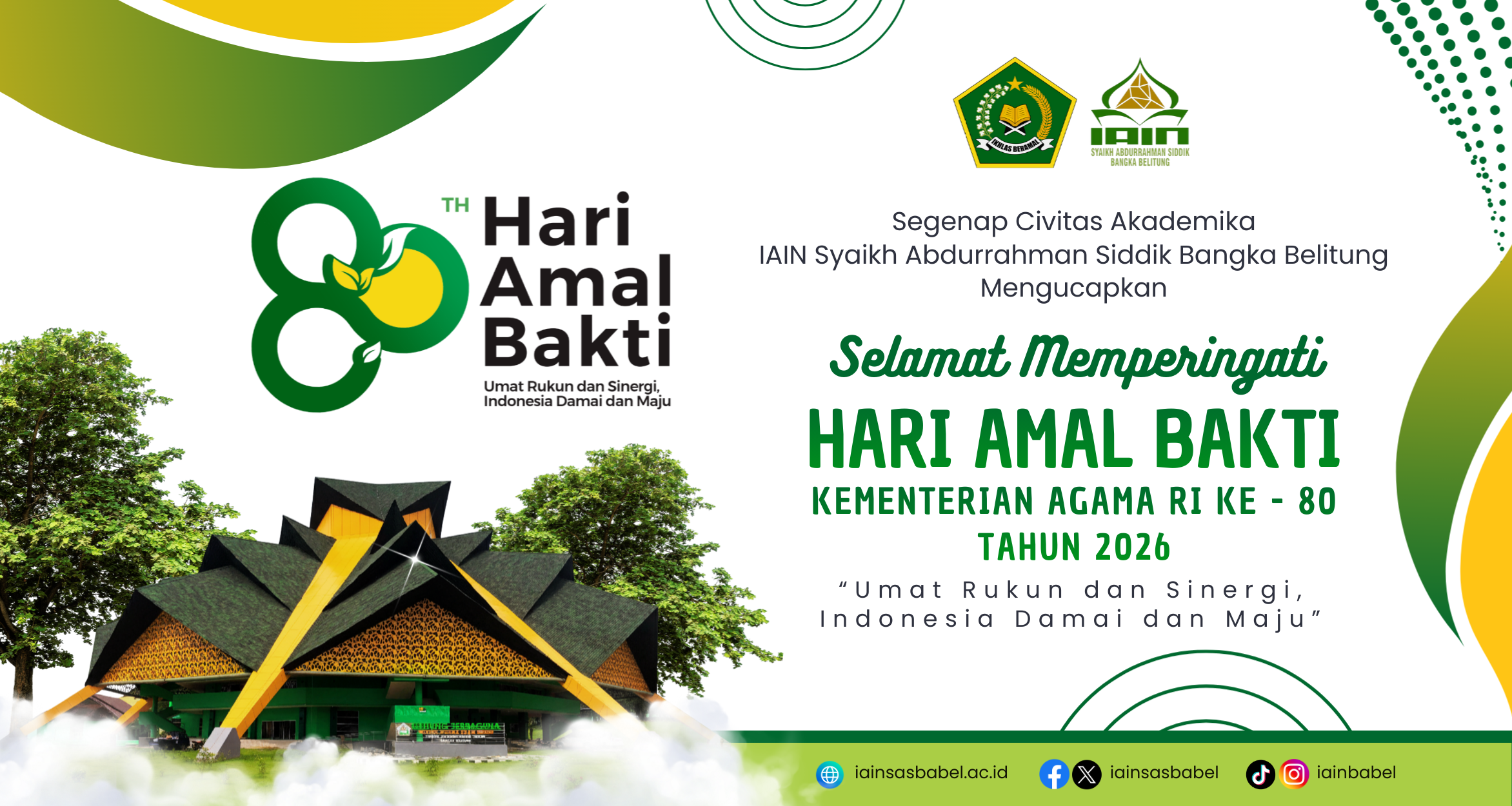 Ucapan Hari Amal Bakti Kementerian Agama RI ke - 80 Tahun 2026